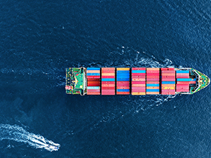 Aerial view of a cargo ship